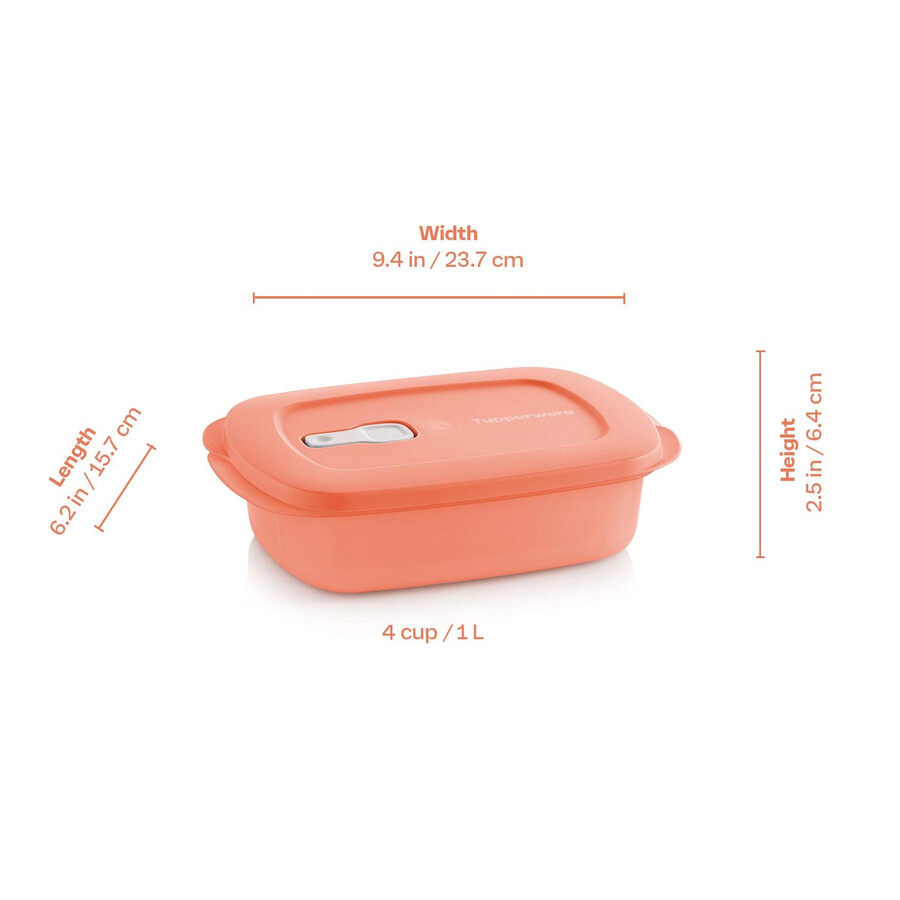 crystalwave plus rechthoekig 4 kopjes 1 liter oranje