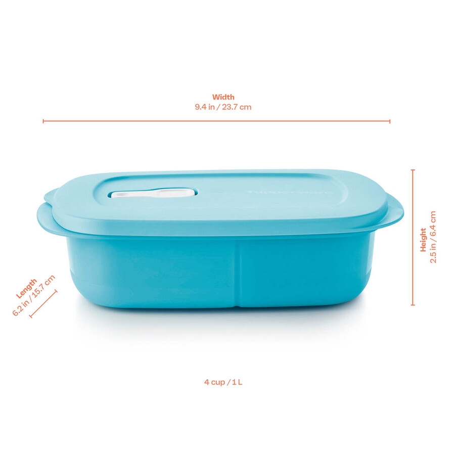 crystalwave rechthoekige schaal met vakjes blauw