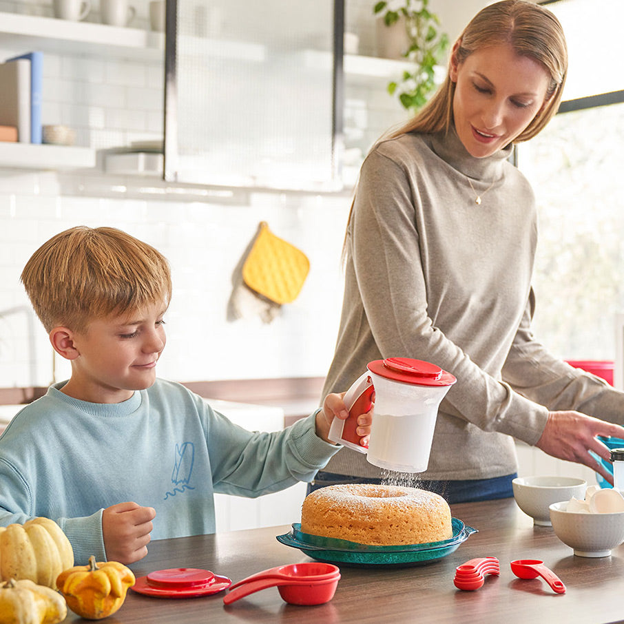 tupperware sift n store zeef en bewaarcontainer 250 g chili